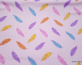 Flannel Fabric - Pink Multicolored Feathers - By the yard - 100% Cotton Flannel
