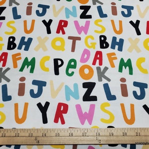 Flannel Fabric Alphabet Letters Tossed By the yard 100% Cotton Flannel image 2