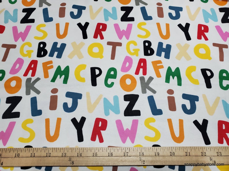 Flannel Fabric Alphabet Letters Tossed By the yard 100% Cotton Flannel image 2