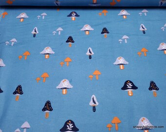 Flannel Fabric - Folk Mushrooms - By the yard - 100% Cotton Flannel