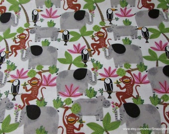 Flannel Fabric - Rainforest Friends - By the yard - 100% Cotton Flannel