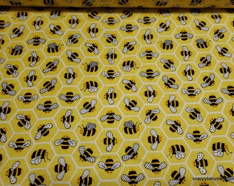 Remnant Flannel Fabric - Honeycomb and Bees - Choose your Size - 100% Cotton Flannel