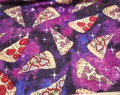 Flannel Fabric - Pizza in Space - By the yard - 100% Cotton Flannel