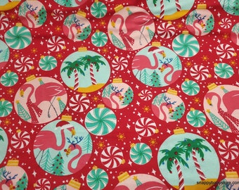 Christmas Flannel Fabric - Tropical Ornaments - By the yard - 100% Cotton Flannel