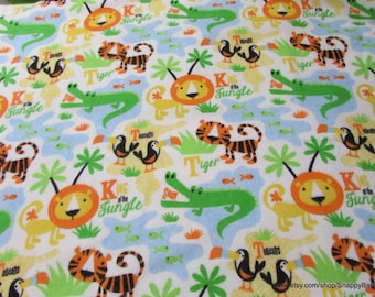 Flannel Fabric - King of the Jungle Multi - By the yard - 100% Cotton Flannel