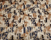 Premium Flannel Fabric - On Time Tan Numerals Premium Flannel - By the yard - 100% Premium Cotton Flannel