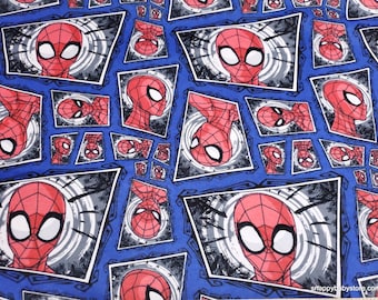 Character Flannel Fabric - Spiderman Comic Swirl - By the yard - 100% Cotton Flannel
