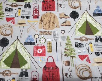 Flannel Fabric - Camping Gear - By the yard - 100% Cotton Flannel