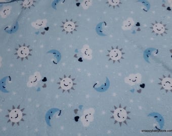 Remnant Flannel Fabric - Sun Cloud Stars Moon - Choose your Size - 100% Cotton Flannel