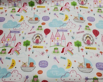 Flannel Fabric - Once Upon a Time Main White - By the yard - 100% Cotton Flannel