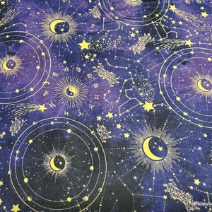 Flannel Fabric - Zodiac Constellations - By the yard - 100% Cotton Flannel