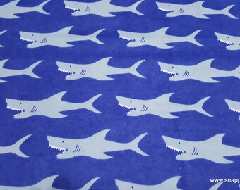 Flannel Fabric - Sharks - By the yard - 100% Cotton Flannel