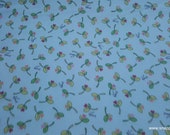 Premium Flannel Fabric - Lil Sprout Too Small Buds on Blue Premium - By the yard - 100% Cotton Flannel