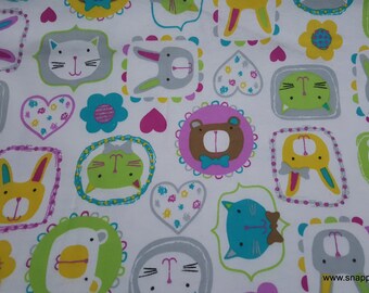 Flannel Fabric - Framed Kitty Faces - By the yard - 100% Cotton Flannel