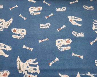 Flannel Fabric - Blue Fossils Organic - By the yard - 100% Cotton Flannel