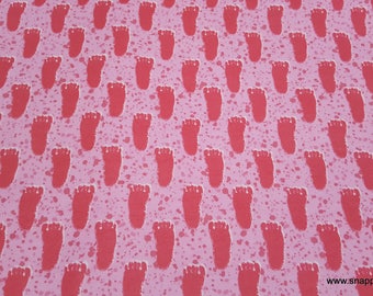 Flannel Fabric - Bigfoot Print Pink - By the yard - 100% Cotton Flannel