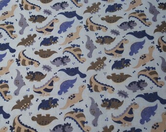 Flannel Fabric - Dino Blue - By the yard - 100% Cotton Flannel