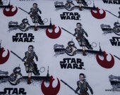 Character Flannel Fabric - Star Wars VII Rey and BB8 - By the yard - 100% Cotton Flannel