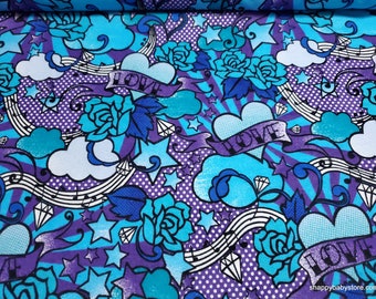 Flannel Fabric - Tattoo Blue - By the yard - 100% Cotton Flannel