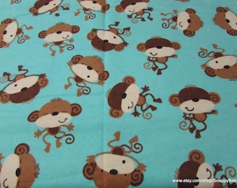 Flannel Fabric - Monkey Tossed - By the yard - 100% Cotton Flannel