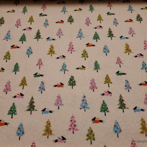 Christmas Flannel Fabric - Dachshund in the Snow Cream - By the Yard - 100% Cotton Flannel