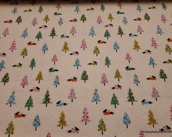 Christmas Flannel Fabric - Dachshund in the Snow Cream - By the Yard - 100% Cotton Flannel