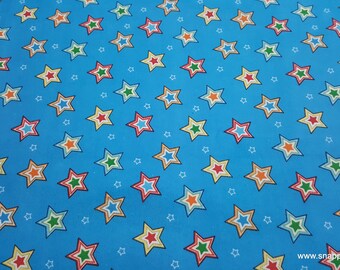 Premium Flannel Fabric - Puppy and Pals Stars on Blue 2-Ply Premium - By the yard - 100% Cotton Flannel