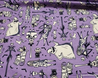 Character Flannel Fabric - Nightmare Before Christmas Character Toss - By the Yard - 100% Cotton Flannel