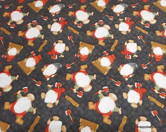 Christmas Premium Flannel Fabric - Gnomies Tossed on Black Premium - By the yard - 100% Premium Cotton Flannel