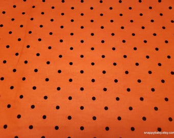 Flannel Fabric - Black Dots on Orange - By the Yard - 100% Cotton Flannel