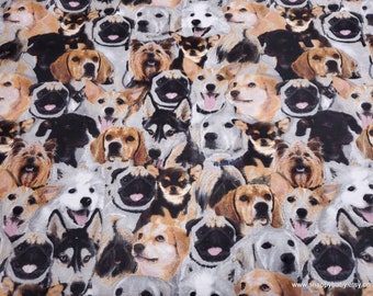 Flannel Fabric - Photo Real Dog - By the yard - 100% Cotton Flannel