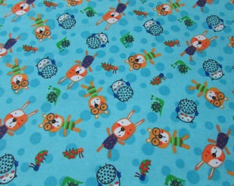Flannel Fabric - Happy Bear and Friends - By the Yard - 100% Cotton Flannel