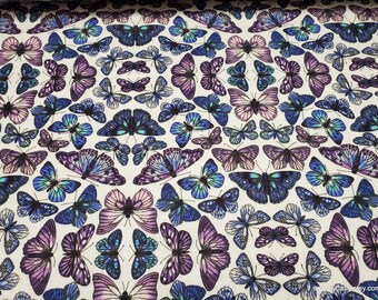 Flannel Fabric - Mirrored Butterfly Garden - By the yard - 100% Cotton Flannel