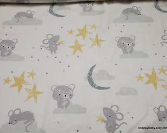 Flannel Fabric - Baby Bear and Mouse Allover - By the yard - 100% Cotton Flannel