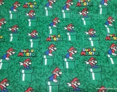 Flannel Fabric - Nintendo Mario Tunnel - By the yard - 100% Cotton Flannel