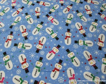 Christmas Flannel Fabric - Christmas Snowman - By the Yard - 100% Cotton Flannel