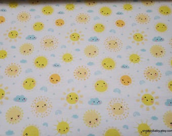 Flannel Fabric - Bright Sunshiny Day White - By the yard - 100% Cotton Flannel