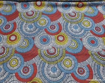 Flannel Fabric - Overlap Circle Red Navy - By the yard - 100% Cotton Flannel