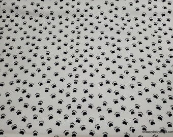 Flannel Fabric - Camping Paw Prints - By the yard - 100% Cotton Flannel