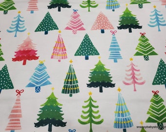 Christmas Flannel Fabric - Modern Christmas Trees -By the Yard - 100% Cotton Flannel