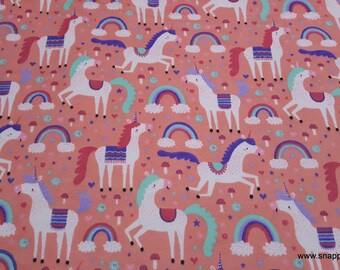 Flannel Fabric - Magic Unicorns and Rainbows - By the yard - 100% Cotton Flannel