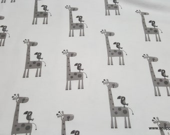 Flannel Fabric - Giraffe Gray on White - By the yard - 100% Cotton Flannel