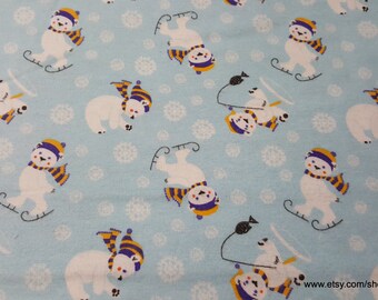 Christmas Flannel Fabric - Polar Bears Fun - By the yard - 100% Cotton Flannel
