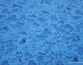 Flannel Fabric - Blue Underwater Outline - By the Yard - 100% Cotton Flannel