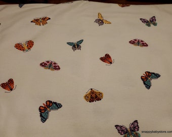 Flannel Fabric - Butterflies Allover on Cream - By the yard - 100% Cotton Flannel