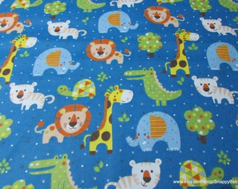 Flannel Fabric - Baby Jungle Friends - By the yard - 100% Cotton Flannel