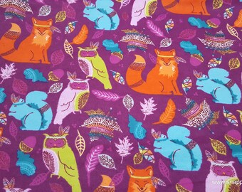 Flannel Fabric - Bright Tribal Animals - By the yard - 100% Cotton Flannel
