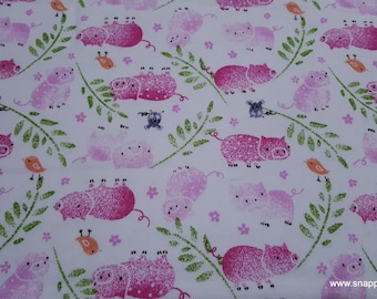 Flannel Fabric - Little Piggies - By the yard - 100% Cotton Flannel
