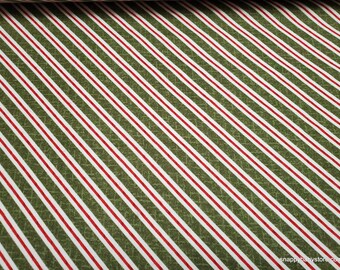 Christmas Premium Flannel Fabric - Snowdays Stripe on Green Premium - By the yard - 100% Premium Cotton Flannel