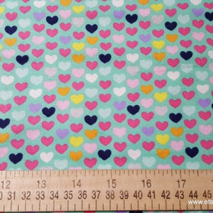 Flannel Fabric Multi Bright Hearts By the yard 100% Cotton Flannel image 2